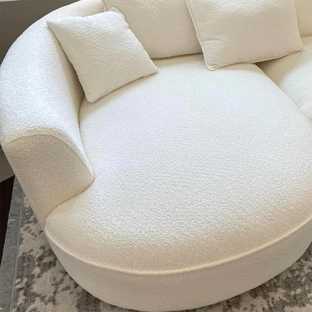 KEVINSPACE 125" Curved Sofa Modern Curved Couch Living Room Modular Sectional Sofa Set 4 Seat Cream Sofa Mid Century Upholstered Couch Boucle Fabric Sofa for Bedroom Apartment Left Hand Facing KEVINSPACE