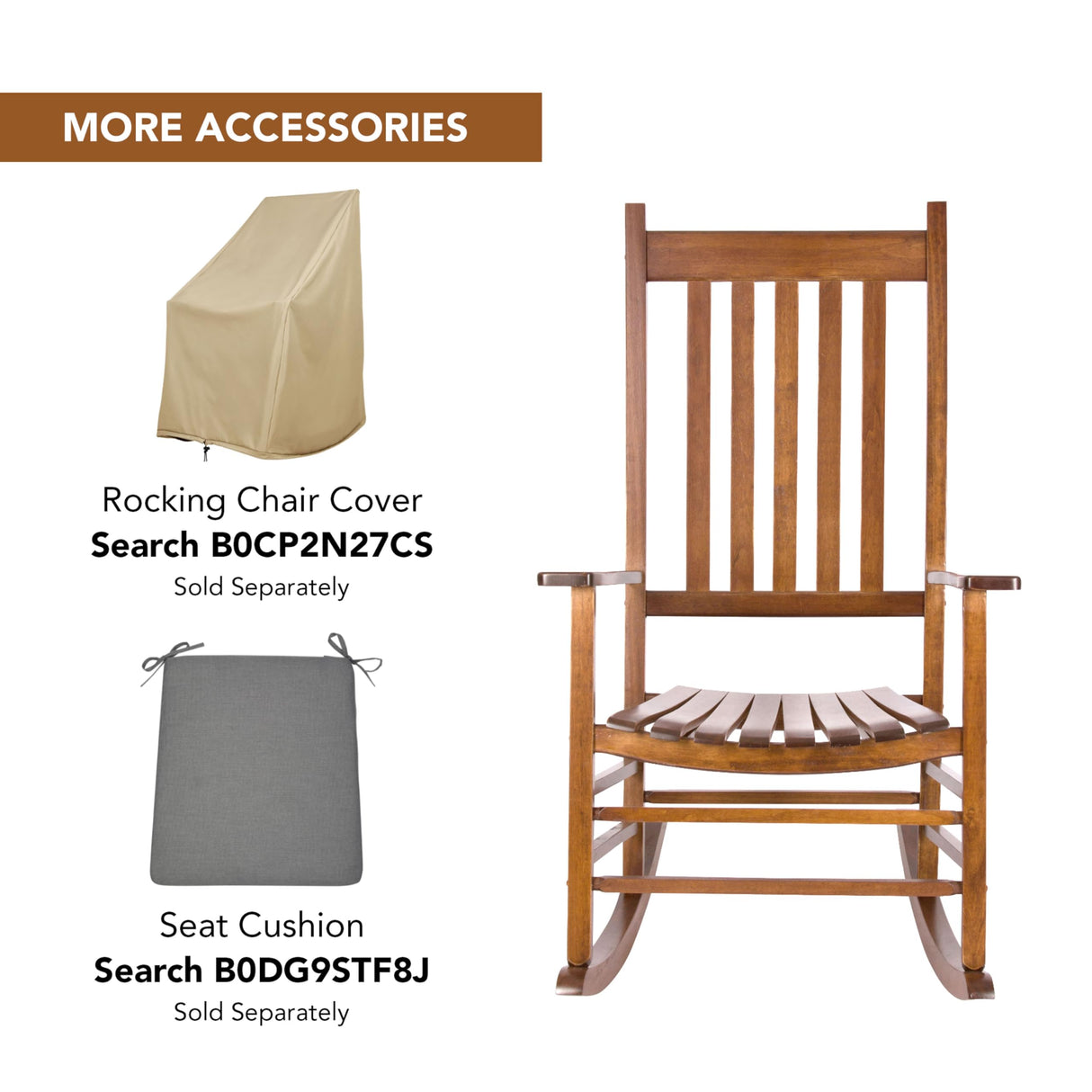 Shine Company Vermont Rocking Chairs, Outdoor Front Porch Rocker Set of 2, Oak Shine Company