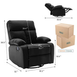 hzlagm Swivel Rocker Recliner, Rocking Recliners Chair for Small Spaces, Small Rocker Recliner Chair, Nursery Rocking Chairs for Living Room, RV, Nursery, Black hzlagm