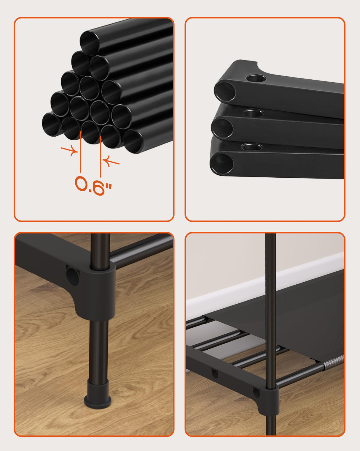 CASAMAYA Clothes Rack, Portable Closet, 27.6 Inch Wardrobe Closet, Clothes Storage Organizer with Shelves and 2 Hanging Rods, Easy to Assembly, Black PCT001B01 CASAMAYA