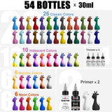 FansArriche Airbrush Paint, 48 Colors with 4 Thinner and 2 Primer, Water-Based Metallic & Neon & Iridescent Acrylic Air Brush Painting Set, 30 ml/Bottle FansArriche