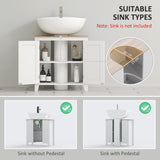 kleankin Pedestal Sink Storage Cabinet, Under Sink Cabinet with U-Shape and Adjustable Internal Shelf, White kleankin