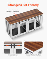 VEVOR 72"Dog Crate Furniture for 2 Dogs,Double Dog Crate Furniture with Double Sliding Doors,Large Dog Crate TV Stand with Removable Tray,Steel Frame Double Dog Crate for Small,Medium,Large Dogs White VEVOR