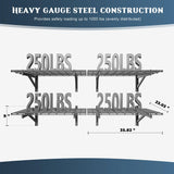 Jusgym 4 Pack Heavy Duty Garage Wall Shelving Set (2x3ft), Wall Mounted Garage Shelves 1000lbs Capacity, 24"x72" Shelf Storage Rack Floating Shelves, Black Jusgym