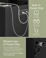 VASAGLE Vanity Desk with Mirror and Lights, 43.3-Inch Wide Makeup Vanity with Upholstered Vanity Stool, Power Outlets, Dimmable LED Lights, Storage Drawer, for Bedroom, Ink Black URDT628B01 VASAGLE