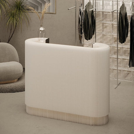 DIHRVTHC Modern Reception Desk, Oval Console Table, White, One Size, Residential Use DIHRVTHC