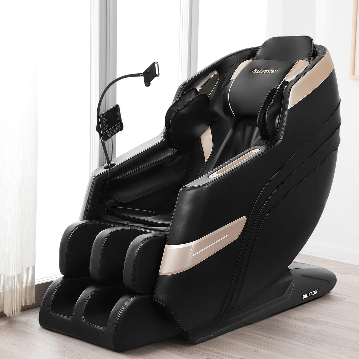 Full Body Massage Chair Recliner with Zero Gravity, Air Pressure Massage, Heat Therapy, Foot Rollers, Bluetooth, for Home/Office Use, Ideal Wellness Gift, Black B GDFStudio