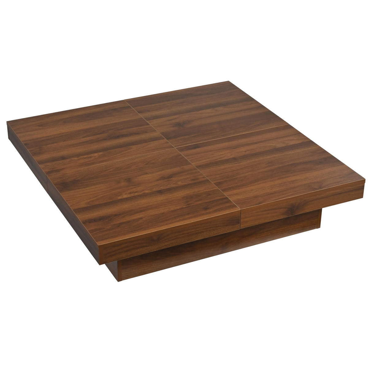 Merax 39.4'' Square Coffee Table, Sliding Top with Ample Storage, Walnut Grain Veneer Finish Modern Center Tables for Living Room Apartment, Walnut Merax