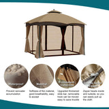 Gazebo Universal Replacement Mosquito Netting - Wonwon Outdoor Gazebo Canopy 4-Panel Screen Walls with Zipper for 10' x 12' Gazebo (Mosquito Net Only) (Brown) Wonwon