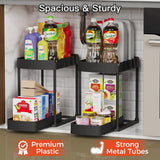 Ukeetap 2 Pack Multi-Purpose Pull-Out Storage Organizers, Under Sink Organizers and Storage for Bathroom & Kitchen, Under Cabinet Organizers and storage, 12.8 Inch, Black ukeetap
