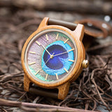 MUJUZE Wooden Watch for Men, Leather Wooden Watch Natural Handmade 40mm Unisex Design Wood Grain Wrist Watches(UW1008Mango) MUJUZE