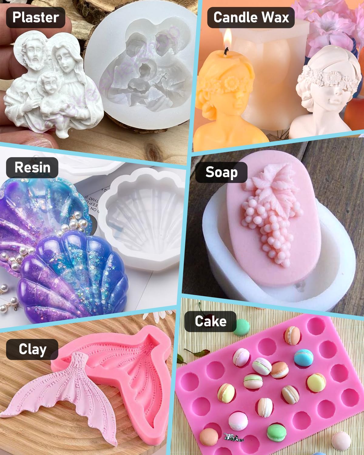 Nicpro 92OZ Silicone Mold Making Kit, Super Elastic Liquid Silicone Rubber for Mold Making, Fast Cure Translucent Platinum Silicone with 12 Mica Powder for Casting Resin Nicpro