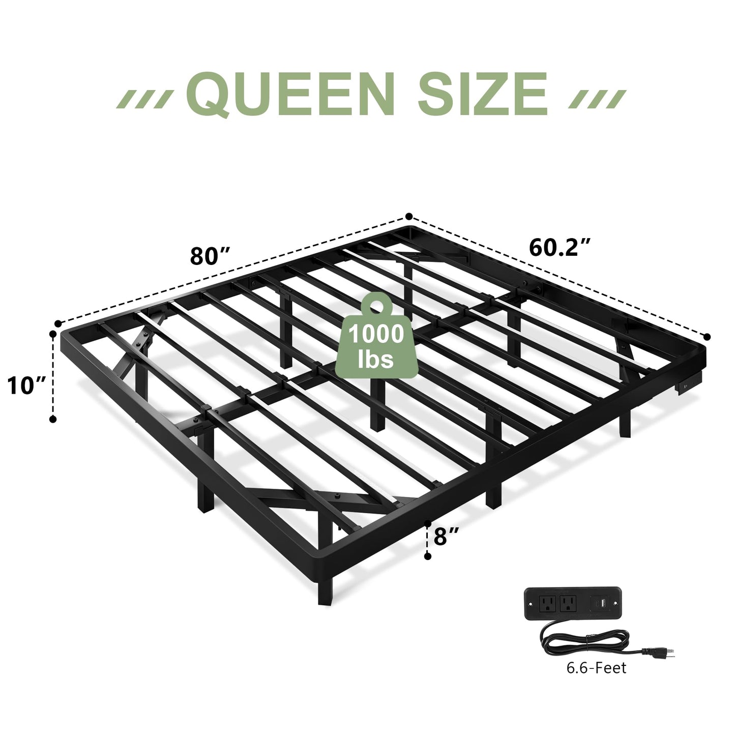 Feonase Queen Size Floating Bed Frame with LED Lights and Charging Station – Modern Metal Design, No Box Spring Needed, Easy Assembly - WoodArtSupply