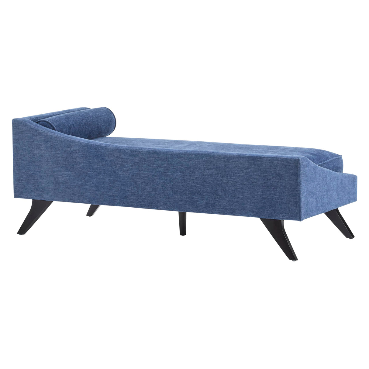 Christopher Knight Home Cagle Upholstered Loveseat Sofa with Splayed Legs, Birch Wood Frame Lounge Chair, Living Room Chaise Lounge Chair Indoor, Soft Lounge Sofa with Rolled Accent Pillow, Navy Blue Christopher Knight Home