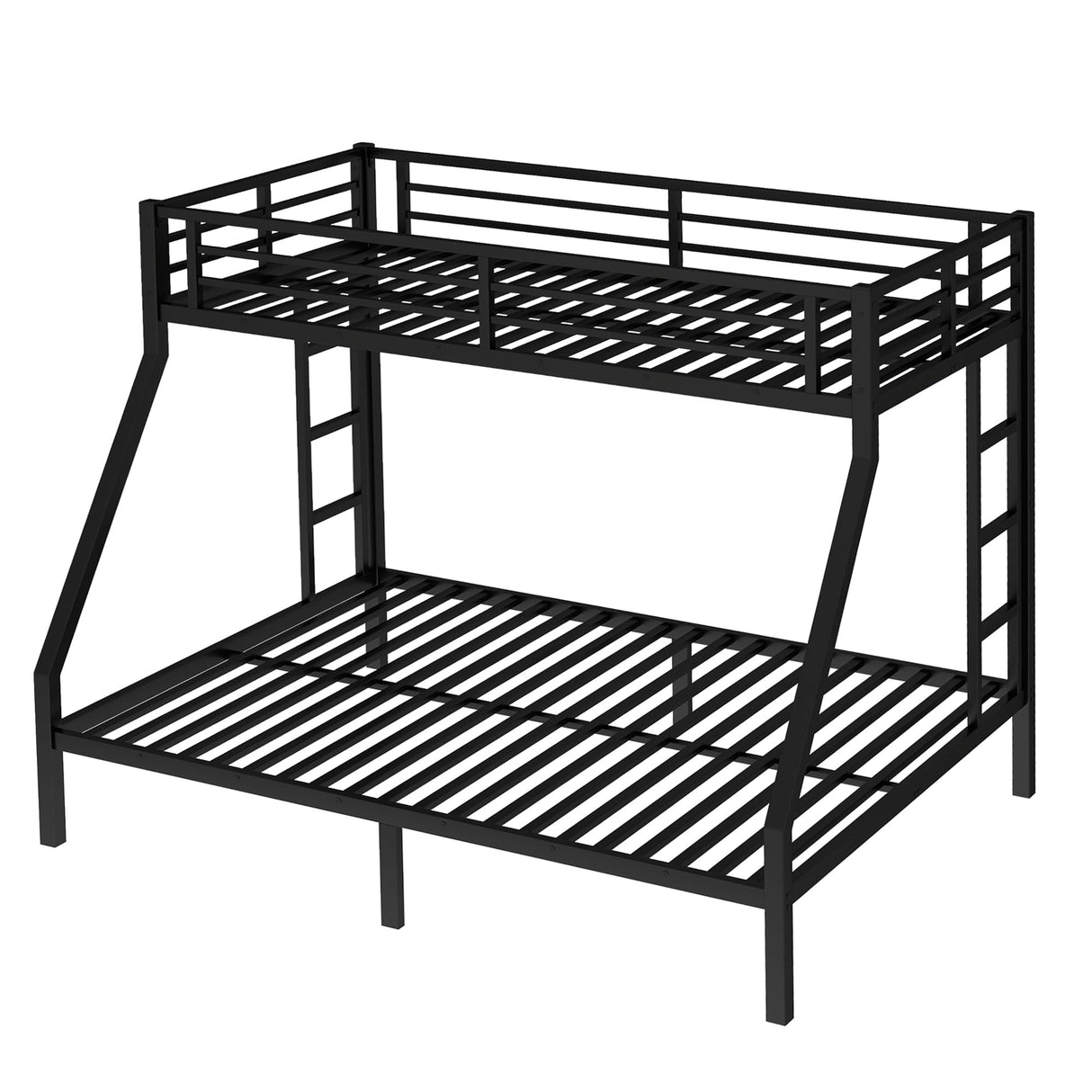 Bellemave Metal Twin XL Over Queen Bunk Bed for Adults/Kids,Heavy Duty Adults Bunk Beds with Guardrail & Ladders,Twin XL Over Queen Size Bunk Beds for Teens,Black Bellemave