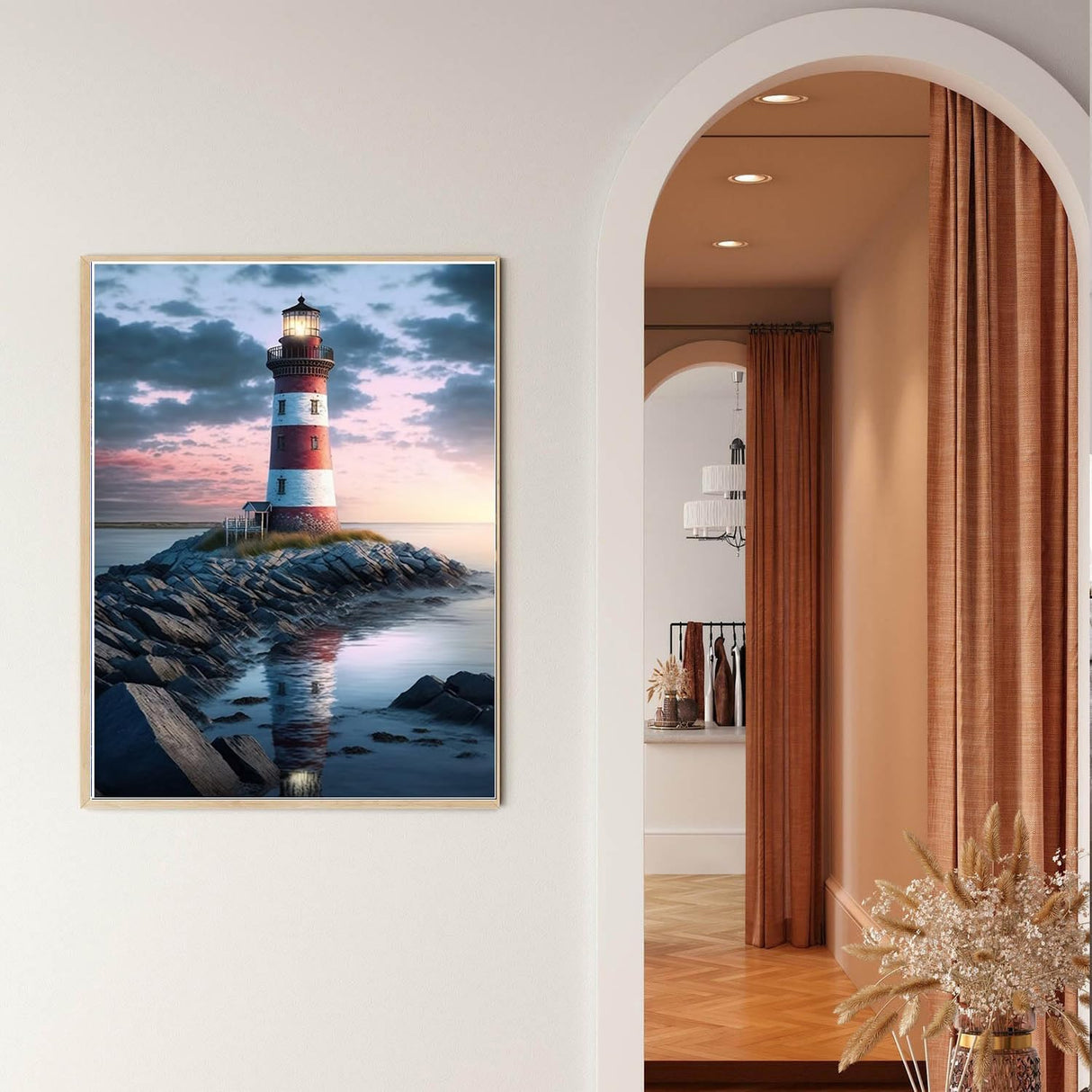 VeGuude Diamond Painting Kits for Adults, Beach and Lighthouse 5D Diamond Art Kits for Beginner DIY Full Drill Diamond Dots Crystal Craft Kits for Home Wall Decor Gifts 11.8x15.7 inch VeGuude