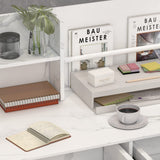 AIEGLE Reception Desk with Drawers & Storage Shelves, Reception Table with Private Panels, for Salon Reception Room Checkout Office, Marble White (47.3" L x 18.3" W x 43.3" H) AIEGLE