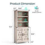 LINSY HOME Farmhouse Bookcases with Doors, Floor Standing 6-Shelf Display Storage Shelves, 72 in Tall Bookshelves for Home Office, Living Room, Light Gray LINSY HOME