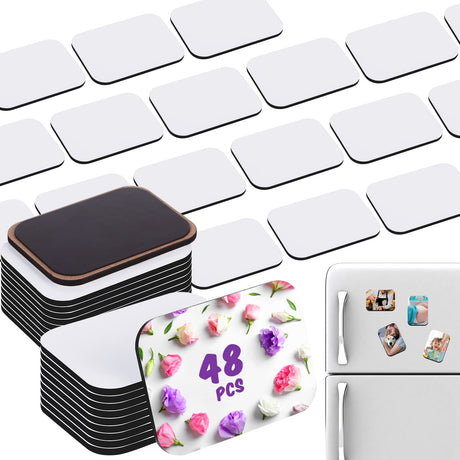 Xuhal 96 Pcs Thick Sublimation Magnet Blanks Sublimation Blank Refrigerator Magnets with 48 Pcs Larger Square Blanks, 48 Pcs Fridge Magnets for Kitchen Microwave Oven Office Decor 2.8 x 2 Inch Xuhal