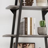 IDEALHOUSE 72" Book Shelf with Metal Frame, A-Shape Ladder Shelf with 5-Tier Wood Adjustable Shelves, Industrial Bookcase with Function Bezel for Home Living Room Bedroom Office Storage, Grey IDEALHOUSE