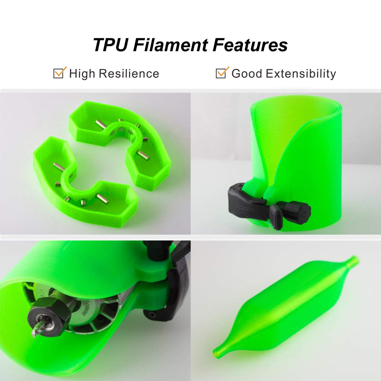 NOVAMAKER TPU Filament 1.75mm, Green Flexible TPU 3D Printer Filament with 20g Cleaning Filament, 2.0lbs Spool, Dimensional Accuracy +/- 0.05mm, 95A Soft TPU Green NovaMaker