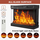 Breezestival Fireplace TV Stand with All-Sided Glass Electric Fireplace,59'' Entertainment Center with Farmhouse Glass Door Storage Cabinet, for TVs up to 65", White Breezestival