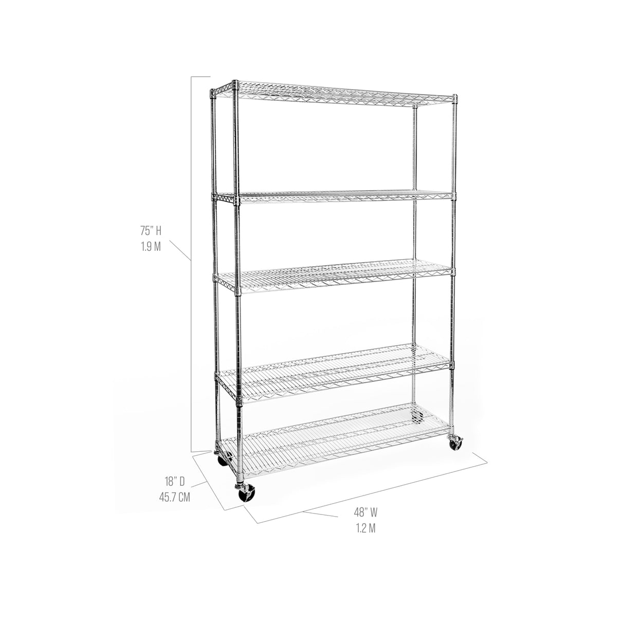 Seville Classics UltraDurable Heavy Duty NSF Solid Steel Wire Rack Storage Unit Organizer for Garage, Warehouse, Office, Restaurant, Classroom, Kitchen, 5-Tier Shelving, 48" W x 18" D Seville Classics