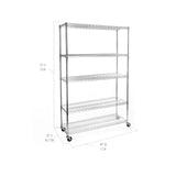 Seville Classics UltraDurable Heavy Duty NSF Solid Steel Wire Rack Storage Unit Organizer for Garage, Warehouse, Office, Restaurant, Classroom, Kitchen, 5-Tier Shelving, 48" W x 18" D Seville Classics