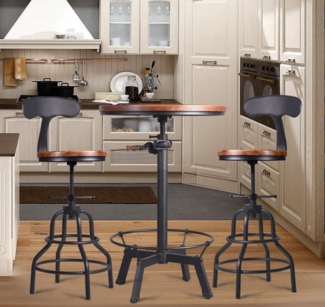 LOKKHAN Adjustable Industrial Bar Table with Swivel Top - Vintage Style Bistro Table with Crank Handle LOKKHAN