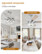 Curve Curio 52" Ceilling Fan with Light Chandelier Fan Modern DC Motor Dimmable Led Fandelier Ceiling Fan with Light for Bedroom, Living Room Curve Curio