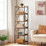 HOOBRO Bookshelf, 6-Tier Industrial Bookcase, Book Shelf Storage Organizer, Tall Bookshelf with Metal Frame for Living Room, Bedroom, Home Office, Kitchen, Rustic Brown and Black BF72SJ01 HOOBRO
