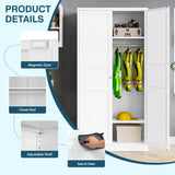 MIIIKO Wardrobe Closet with 2 Doors, 72" Metal Clothing Storage Cabinets with Hanging Rod, Bedroom Armoires Laundry Room and Office Clothes Storage Organizer Cabinets MIIIKO