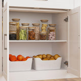 TAMUNE Kitchen Storage Island with USB Port & 2 Drawers, Stationary Kitchen Island Table with Light Grey Countertop, Bar Table with 4 Shelves White 29.1”D x 61”W x 37.4”H TAMUNE