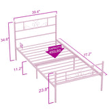 Weehom Metal Platform Bed Frame with Headboard and Footboard Under Storage 12.7Inch Twin Size Beds Mattress Foundation Pink Weehom