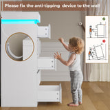 HAUOMS Tall 5 Drawer Dresser with LED Light, White Modern Chest of Drawers for Bedroom,Closet Dressers with Drawers for Living Room, Entryway, Hallway HAUOMS