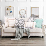 OJIA Lumbar Decorative Boho Throw Pillow Cover, 12 x 20 Farmhouse Cute Pillowcase Minimalist Neutral Collection Cream White Tufted with Tassels Woven Cushion Cover for Sofa Couch Bedroom Living Room OJIA