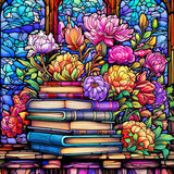 Stalente Diamond Painting Kits for Adults, 5D DIY Diamond Art Kits for Beginners Round Full Drill Diamond Painting for Home Wall Decoration Gift 12×12inch, Stained Glass Book Flower Stalente