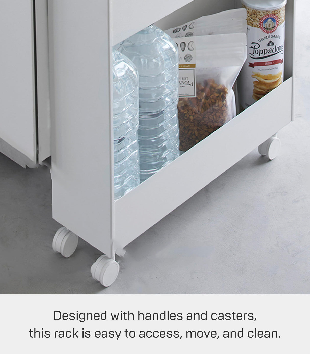 Yamazaki Home Tower Slim 4-Tier Rolling Storage Cart – Mobile Organizer for Kitchen Or Bathroom, 31.7" - Steel - YAMAZAKI