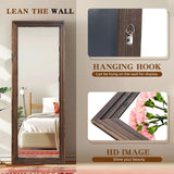 ABSWHLM Full Length Mirror 65"x24" Solid Wood Frame Floor Large Mirror for Living Room, Bedroom Hanging or Leaning Wall-Mounted, Brown ABSWHLM