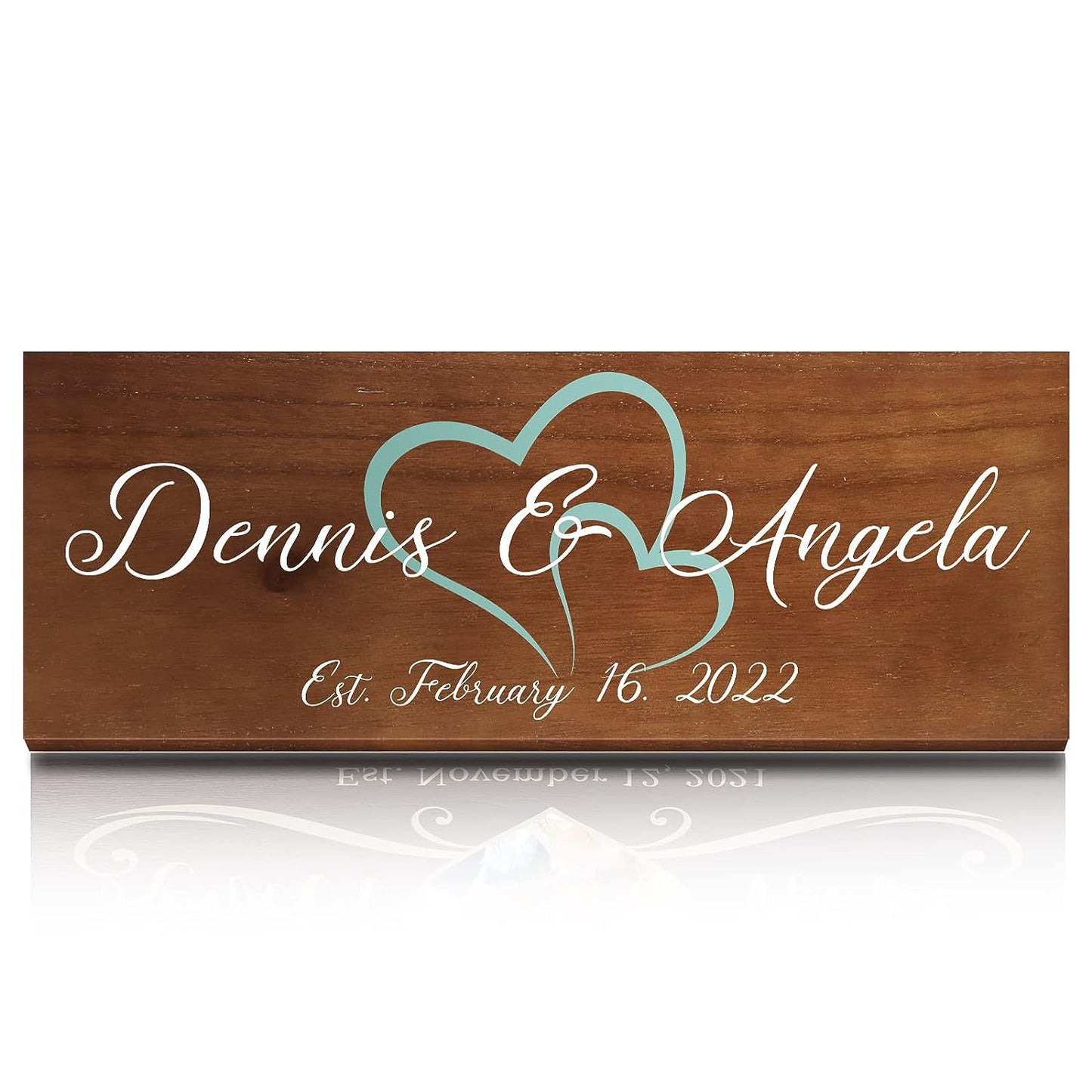 Bemaystar Personalized Custom Wedding Gifts, Custom Name/Date Wooden Signs, For Unique Anniversary Keepsakes, Gift Ideas, Bridal Shower Gifts, Love Memories 15" x 6" - WoodArtSupply