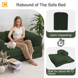 COMAX Futon Sofa Bed, 4-in-1 Floor Foldable Sofa Couch Bed Queen with L-Shaped Armrests, Convertible Folding Chair Bed Sleeper Mattress Fold Out Comfy Lounge for Living Room Bedroom, Green COMAX