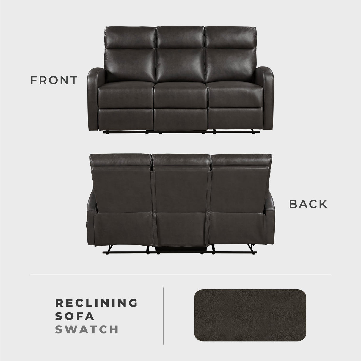 Lexicon Manual Reclining Sofa, Faux Leather Recliner Sofa, Wall Hugger, Track Arms, Magazine Pockets, Manual Dual Recliners Couch for Living Room/Office/Apartment, Easy Assembly, Espresso Lexicon