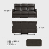Lexicon Manual Reclining Sofa, Faux Leather Recliner Sofa, Wall Hugger, Track Arms, Magazine Pockets, Manual Dual Recliners Couch for Living Room/Office/Apartment, Easy Assembly, Espresso Lexicon