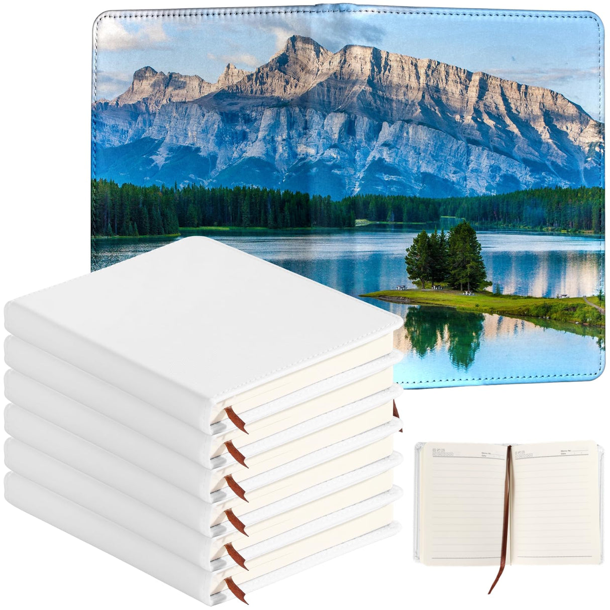 Lnrueg 6 Pcs Sublimation Notebook Blank Journal A6 100 Pages - Hardcover PU Notebooks for Note Taking Plan Making Diary Writing - School Office Supplies Lnrueg