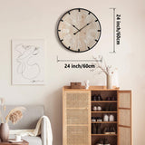 Vantic Farmhouse 24 Inch Extra Large Decorative Wall Clock with Metal Circle, Oversized Wood Wall Clock with Large Roman Numeral for Living Room, Bedrooms and Offices, Silent and Battery Operated Vantic