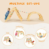 CoziBB Pikler Triangle Set, Montessori Toddler Climbing Toys Indoor, 5 in 1 Wooden Foldable Climbing Set with Arch Ramp, Triangle Climber, Pikler Triangle Gym Inside for Kids 2-4, Rainbow CoziBB
