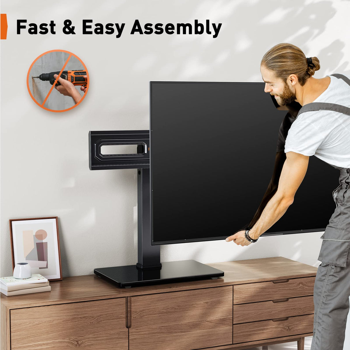 Perlegear TV Stand Mount, Universal Swivel TV Stand for 32–65 Inch LCD/LED/OLED TVs up to 88 lbs, TV Legs with Tempered Glass Base, Height Adjustable TV Base Stand with Tilt, Max VESA 400x400mm Perlegear