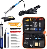 ANBES Soldering Iron Kit Electronics, 60W Adjustable Temperature Welding Tool, 5pcs Soldering Tips, Desoldering Pump, Soldering Iron Stand, Tweezers ANBES