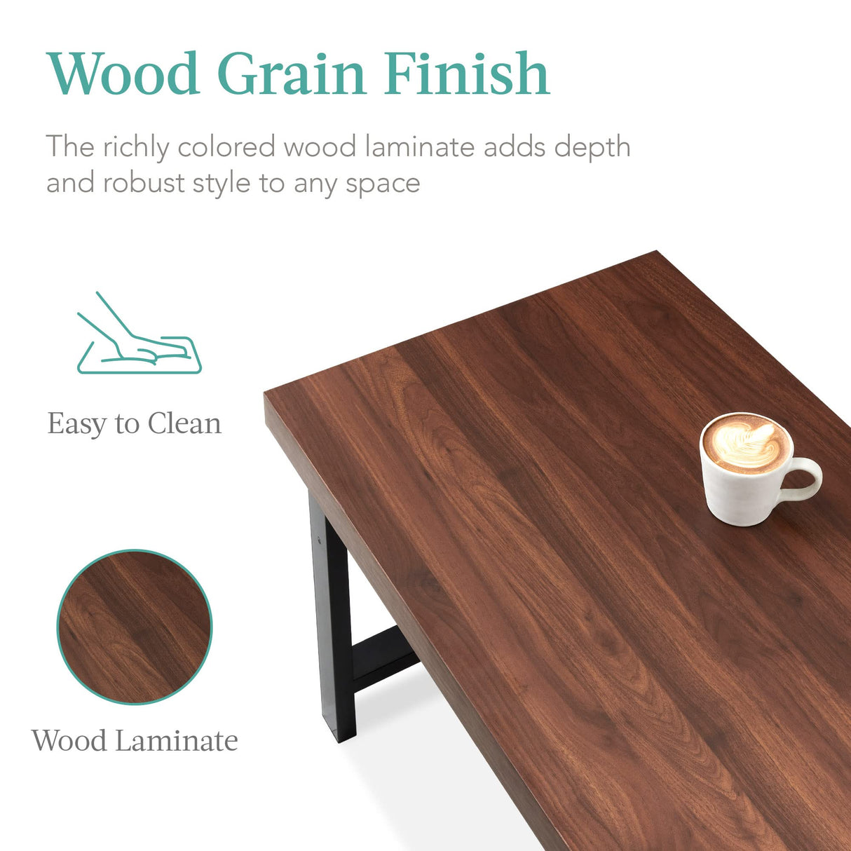 Best Choice Products 44in Modern Coffee Table Butcher Block Top Large Accent Table, Rectangular Wood Industrial Rustic Coffee Table for Living Room w/ 2in Metal Legs, 3in Tabletop - Brown Best Choice Products