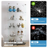 Fetuero Glass Display Cabinet,5 Shelves Double Doors LED Lights Curio Cabinet for Collection with Wheels, 74.8" High Glass Display Case for Living Room Bedroom Playroom Office,Black Fetuero